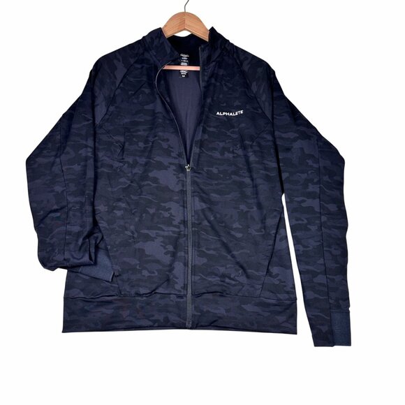 Alphalete Premium Full Zip Jacket Men’s M Black Camo Stretch Track Top - Picture 2 of 13